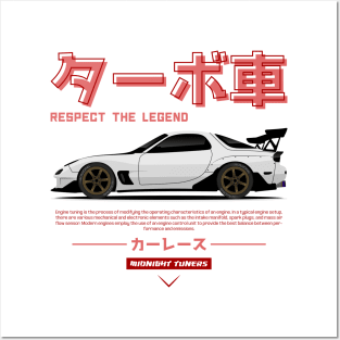 White JDM RX 7 FD3 s Racing Posters and Art